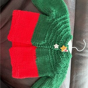 Festive Green and Red Kids Cardigan